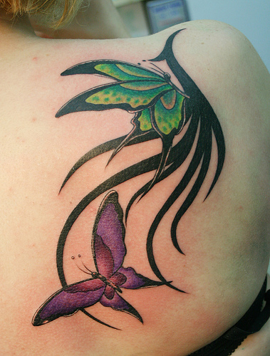 tribal butterfly tattoos for women